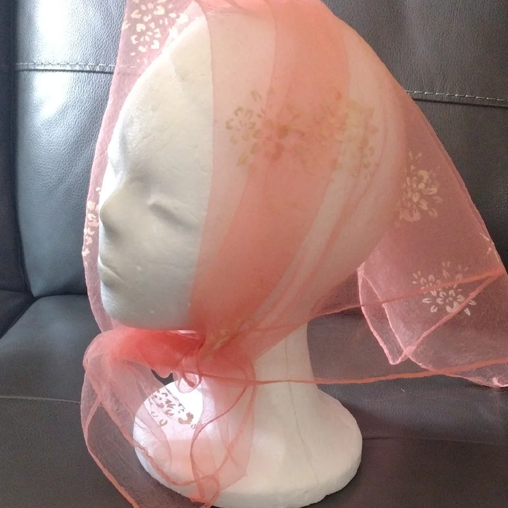 Vintage Sheer Scarf - Peach-Pink
